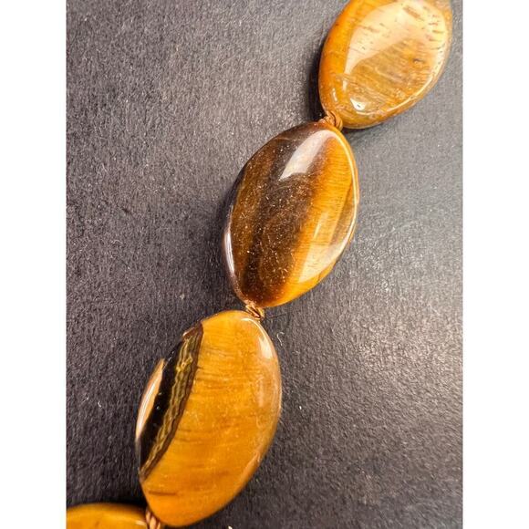 Men NEW Tigers eye knotted 18 inch necklace with sterling silver clasp